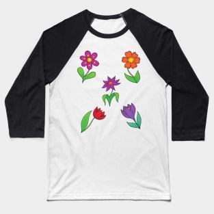 Hand Drawn Flower clipart Baseball T-Shirt